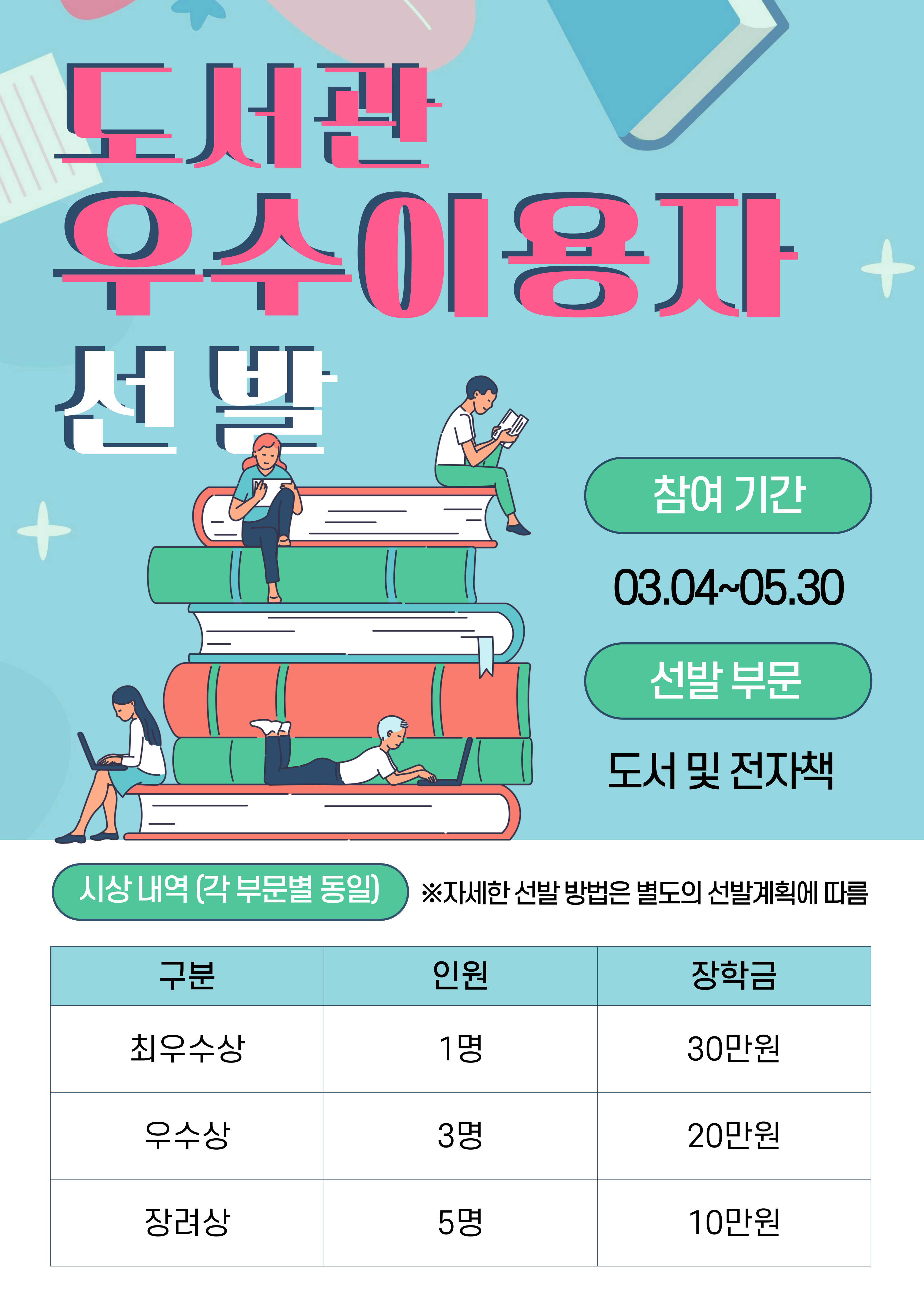 (2025-1)도서관 우수이용자 선발, 장학금 안내